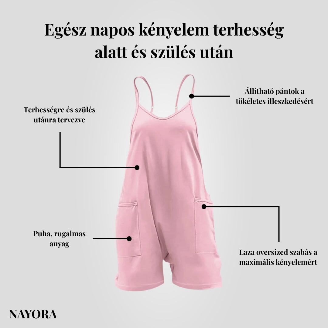 NAYORA Oversized Kismama Rövid Overál – Terhességre & Szülés Utánra