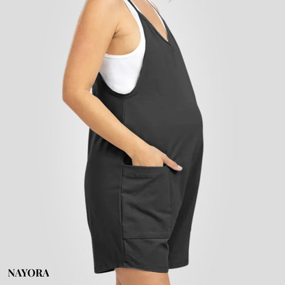 NAYORA Oversized Kismama Rövid Overál – Terhességre & Szülés Utánra