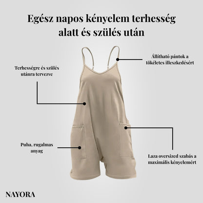 NAYORA Oversized Kismama Rövid Overál – Terhességre & Szülés Utánra