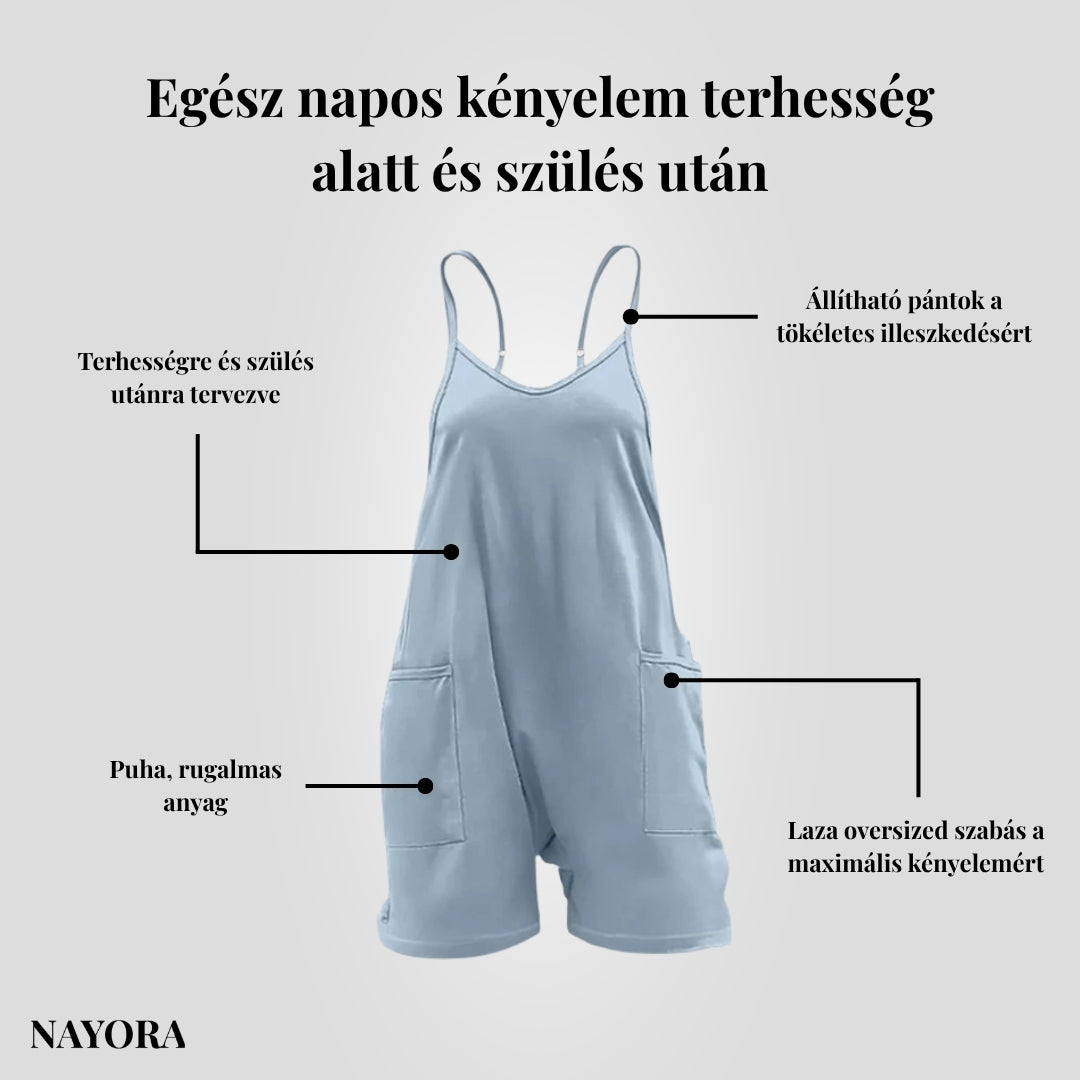 NAYORA Oversized Kismama Rövid Overál – Terhességre & Szülés Utánra