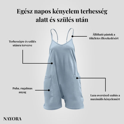 NAYORA Oversized Kismama Rövid Overál – Terhességre & Szülés Utánra